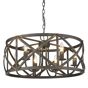 Hadrian Heath - 6 Light Chandelier in Eclectic style - 13.25 Inches high by 24.38 Inches wide - 1234243