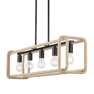 Rosebery Common - 5 Light Linear Pendant-9.75 Inches Tall and 41.13 Inches Wide - 1317631