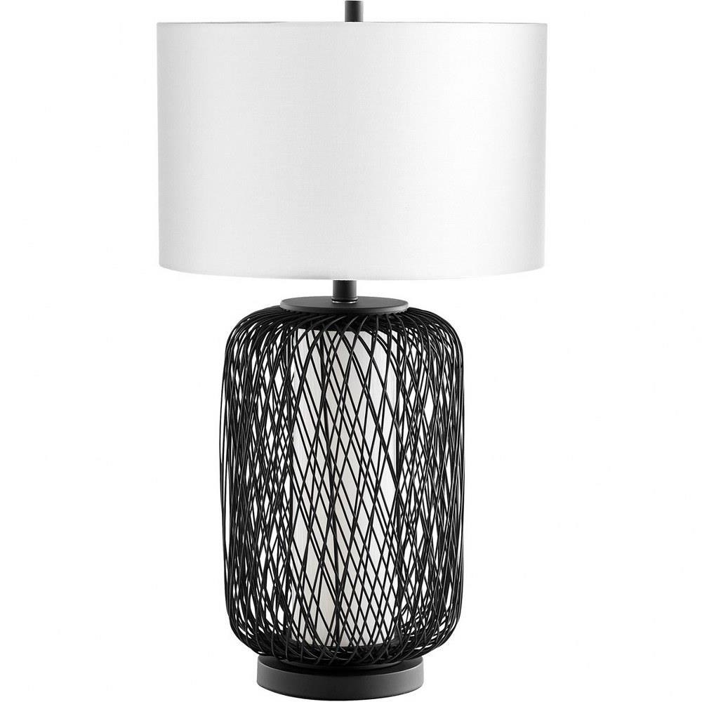 Bailey Street Home 182-BEL-4637460 Coastal 1 Light LED Table Lamp with Woven Bamboo Frame and Round White Linen Drum Shade