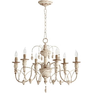 Traditional Six Light Chandelier in Persian White Finish - 1145410