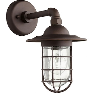 1 Light Farmhouse Outdoor Wall Lantern with Clear Glass-12.25 Inches H by 7.5 Inches W