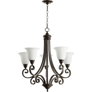 Tanners Courtyard - 5 Light Chandelier in Bailey Street Home Home Collection style - 28 inches wide by 30 inches high - 1151784