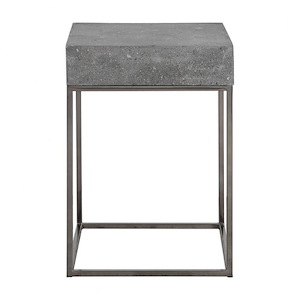 Pottery Wood - Square Concrete End Table With Stainless Steel Cross Legs