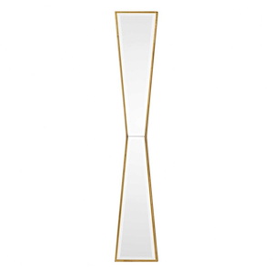 Modern Bow Tie Design Beveled Mirror in Antique Gold Leaf Finish with Solid Wood Frame 10 inches W x 60 inches H