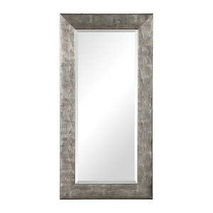 Rustic Rectangular Wall Mirror in Metallic Silver Finish with Organic Wavy Textured Frame 30 inches W x 60 inches H