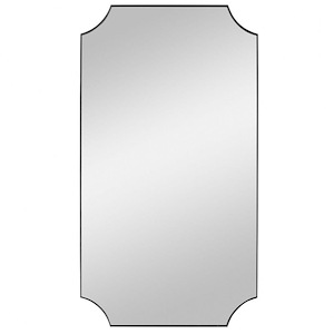 Modern Traditional Style Mirror with Stainless Steel Frame Scalloped Corner Detailing 22.13 inches W x 40.13 inches H - 1239246