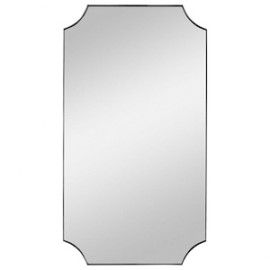Modern Traditional Style Mirror with Stainless Steel Frame Scalloped Corner Detailing 22.13 inches W x 40.13 inches H - 1239200