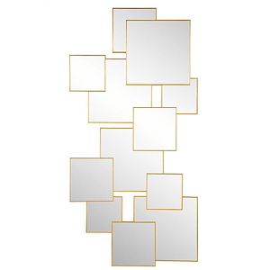Modern Geometric Overlapping Squares Wall Mirror in Copper Finish with Satin Black Edges 60 inches W x 30 inches H - 1240249