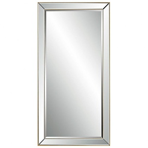 Modern Rectangular Mirror in Gold and Black Outer and Inner Edge with Beveled Mirror Frame 24 inches W x 48 inches H