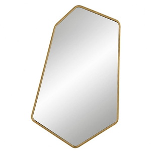 Modern Large Irregular Shape Wall Mirror in Aged Gold Finish with Petite Metal Frame 21.5 inches W x 35 inches H - 1239230