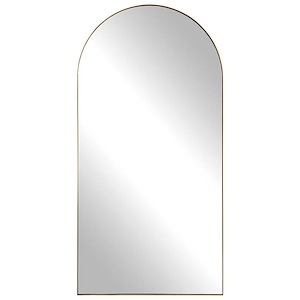 Modern Full-Length Arch Mirror in Antique Brass Finish with Thin Polished Steel Edge 36 inches W x 72 inches H