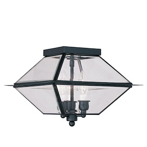 Vaughan Wynd - 3 Light Outdoor Flush Mount Light in Farmhouse Style - 12 Inches wide by 8 Inches high