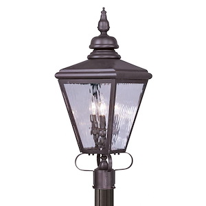 Brookfield Cottages - Three Light Outdoor Post Head - 11 Inches wide by 28.5 Inches high