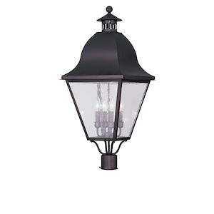 Melrose Loan - 4 Light Outdoor Post Top Lantern in Farmhouse Style - 13.5 Inches wide by 27.5 Inches high