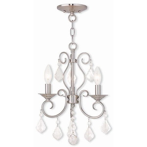 Ludlow Meadow - 3 Light Convertible Mini Chandelier in French Country Style - 12 Inches wide by 17 Inches high - 1268852