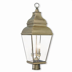 Sunningdale Pastures - 3 Light Outdoor Post Top Lantern in Farmhouse Style - 10 Inches wide by 28.25 Inches high