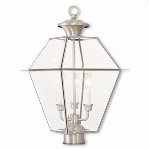 Vaughan Wynd - 3 Light Outdoor Post Top Lantern in Farmhouse Style - 12 Inches wide by 21.5 Inches high - 1122904