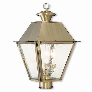 Lane Wood - 3 Light Outdoor Post Top Lantern in Coastal Style - 12 Inches wide by 20 Inches high