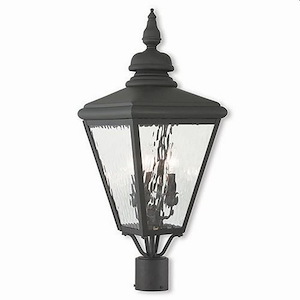 Brookfield Cottages - 3 Light Outdoor Post Top Lantern in Traditional Style - 10.63 Inches wide by 26.75 Inches high