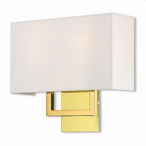 2 Light Contemporary Steel ADA Wall Mount with Rectangular Off-White Fabric Shade-11.75 Inches H by 13 Inches W - 1121903