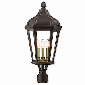 Hadrian Lane - 3 Light Outdoor Post Top Lantern in Traditional Style - 11 Inches wide by 25.25 Inches high - 1121924
