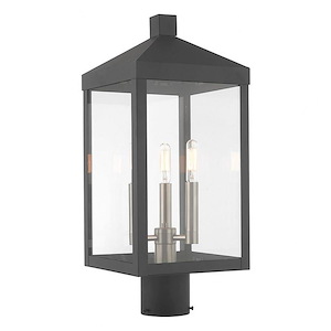 Rothwell Bridge - 3 Light Outdoor Post Top Lantern in Mid Century Modern Style - 8.25 Inches wide by 19.5 Inches high - 1122230