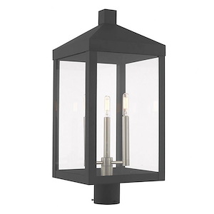 Rothwell Bridge - 3 Light Outdoor Post Top Lantern in Mid Century Modern Style - 10.5 Inches wide by 24 Inches high - 1122233