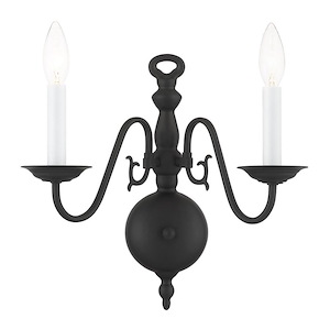 2 Light Traditional Steel Candle Wall Sconce-13 Inches H by 12.75 Inches W