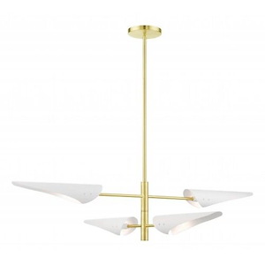 Wick Woodlands - 4 Light Pendant in Mid Century Modern Style - 38 Inches wide by 18.25 Inches high - 1122567