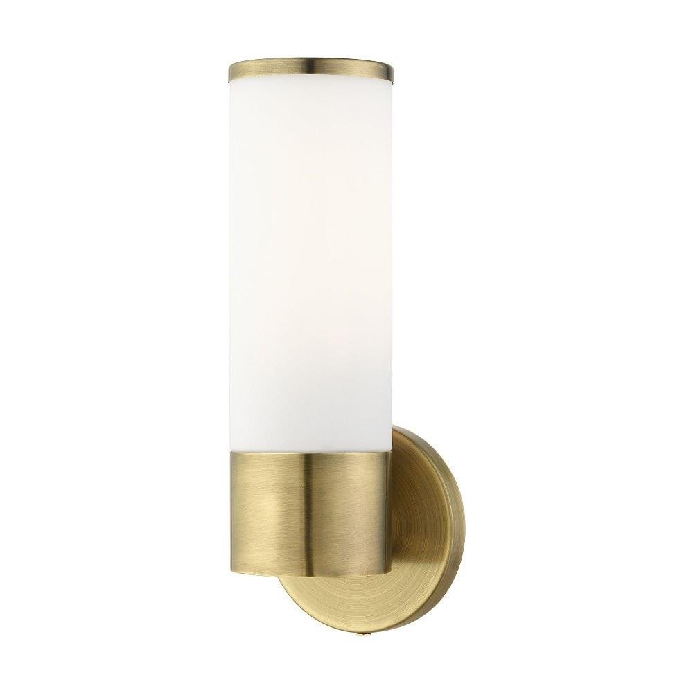 Bailey Street Home 218-BEL-1012122 1 Light Contemporary Steel Wall Mount with Cylinder Satin Opal White Glass-11.25 Inches H by 4.25 Inches W