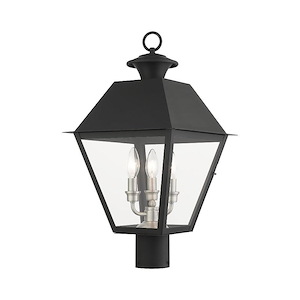 Lane Wood - 3 Light Outdoor Post Top Lantern in Coastal Style - 12 Inches wide by 22 Inches high