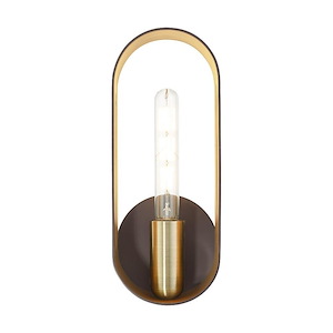 1 Light Mid-Century Modern Steel ADA Wall Sconce with Bronze/Gold Shade-13 Inches H by 5.13 Inches W - 1122773