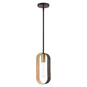 Repton Brow - 1 Light Pendant in Industrial Style - 5.13 Inches wide by 16 Inches high - 1122774