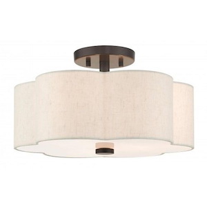 Horsley Cloisters - 3 Light Semi-Flush Mount in French Country Style - 15 Inches wide by 8.5 Inches high - 1122783