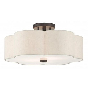 Horsley Cloisters - 3 Light Semi-Flush Mount in French Country Style - 18 Inches wide by 8.5 Inches high - 1122784