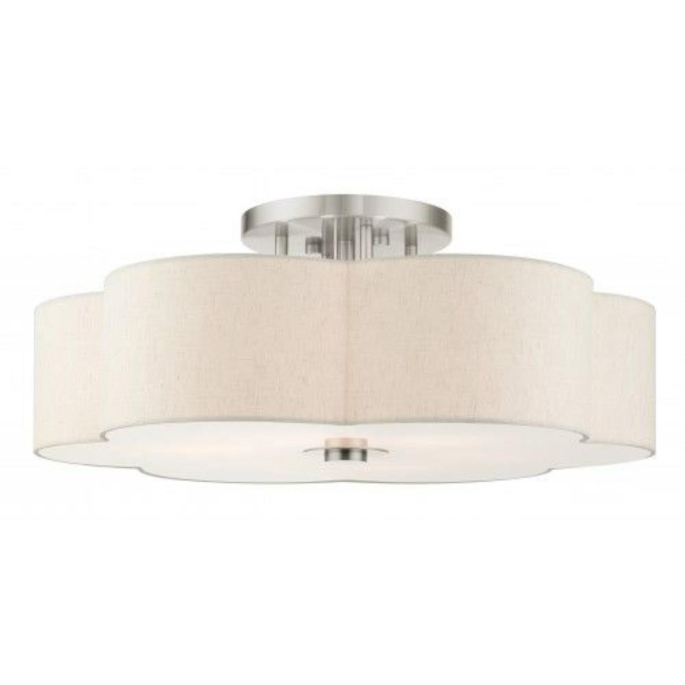 Bailey Street Home 218-BEL-1012251 Horsley Cloisters - 6 Light Semi-Flush Mount in French Country Style - 28 Inches wide by 11.25 Inches high