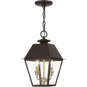 Lawrence Down - 2 Light Medium Outdoor Pendant In Classic Style-15 Inches Tall and 9 Inches Wide