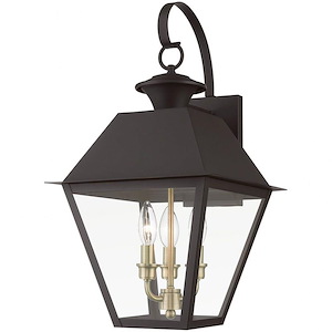 Lawrence Down - 3 Light Large Outdoor Wall Lantern In Classic Style-22 Inches Tall and 12 Inches Wide - 1269527