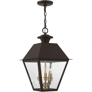 Lawrence Down - 3 Light Large Outdoor Pendant In Classic Style-19 Inches Tall and 12 Inches Wide