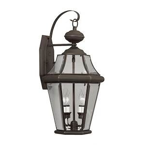 Classic Design 2-Light Outdoor Wall Lantern in Bronze Finish with Clear Glass Panels 10.25 inches W x 20.75 inches H - 1120823