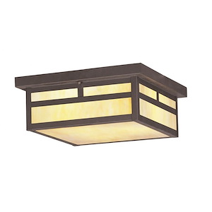 Dingle Ridgeway - 3 Light Outdoor Flush Mount in Craftsman Style - 13 Inches wide by 5.25 Inches high