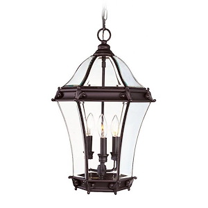 Fleur de Lis - 3 Light Outdoor Pendant Lantern in Traditional Style - 14 Inches wide by 22 Inches high - 1269181