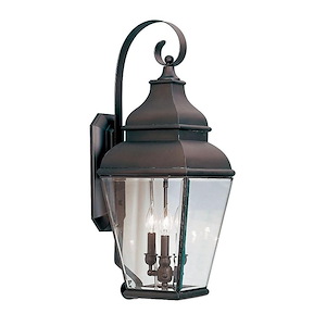 Sunningdale Pastures - 3 Light Outdoor Wall Lantern in Farmhouse Style - 10 Inches wide by 28 Inches high