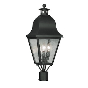 Melrose Loan - 3 Light Outdoor Post Top Lantern in Farmhouse Style - 10.5 Inches wide by 27.5 Inches high