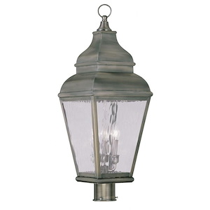 Sunningdale Pastures - 3 Light Outdoor Post Top Lantern in Farmhouse Style - 10 Inches wide by 29.5 Inches high - 1122917