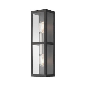 Inkerman Bottom - 2 Light Outdoor ADA Wall Lantern In Contemporary Style-16 Inches Tall and 4.5 Inches Wide
