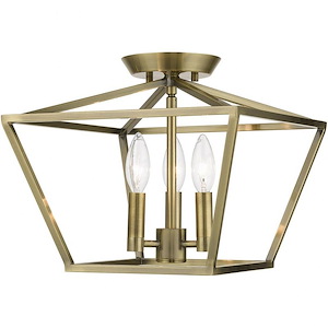 Albert Parkway - 3 Light Square Semi-Flush Mount In Transitional Style-10.75 Inches Tall and 12.5 Inches Wide - 1268780