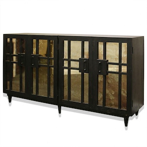 Wiltshire Wynd - Sideboard with Four Mirrored Doors In Art Deco Style-40 Inches Tall and 80 Inches Wide