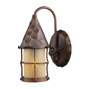 Rustic One Light Outdoor Wall Lantern with Cylinder Shape - Cone Shaped Porch Light