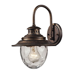 Barn Style One Light Outdoor Wall Lantern with Exposed Bulb - Round Globe Coastal Porch Light - 932911